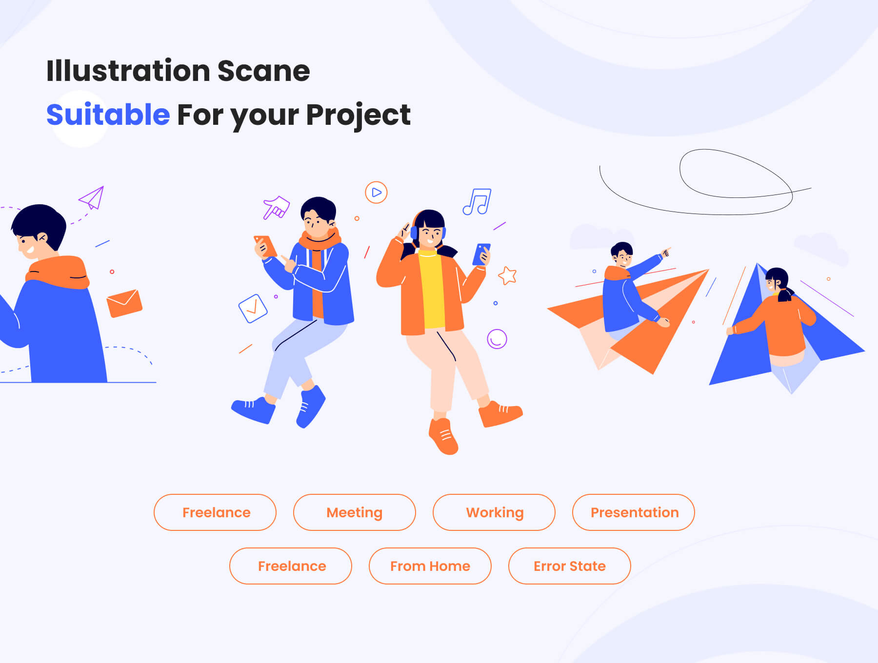 45个自由职业在家办公主题插画