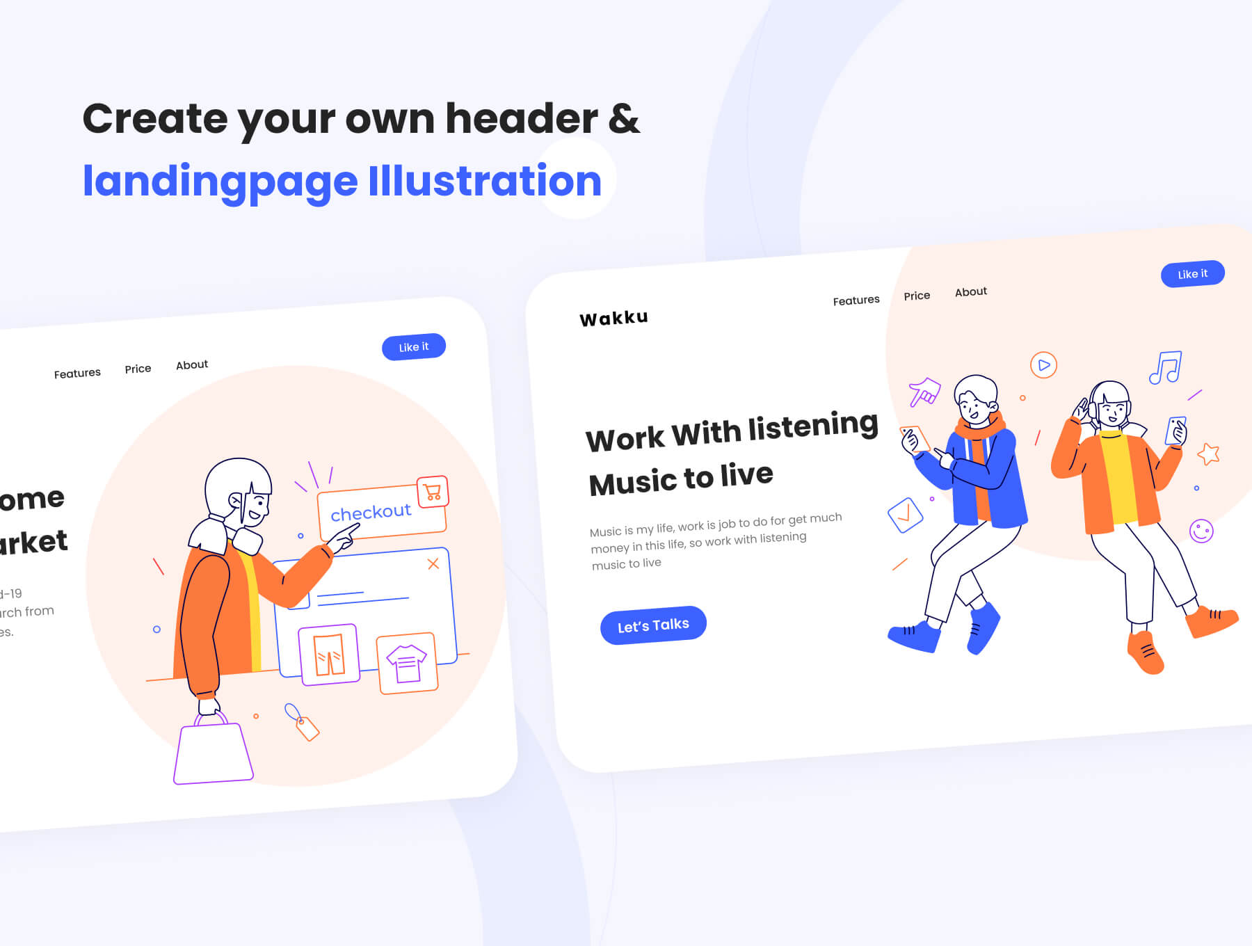 45个自由职业在家办公主题插画