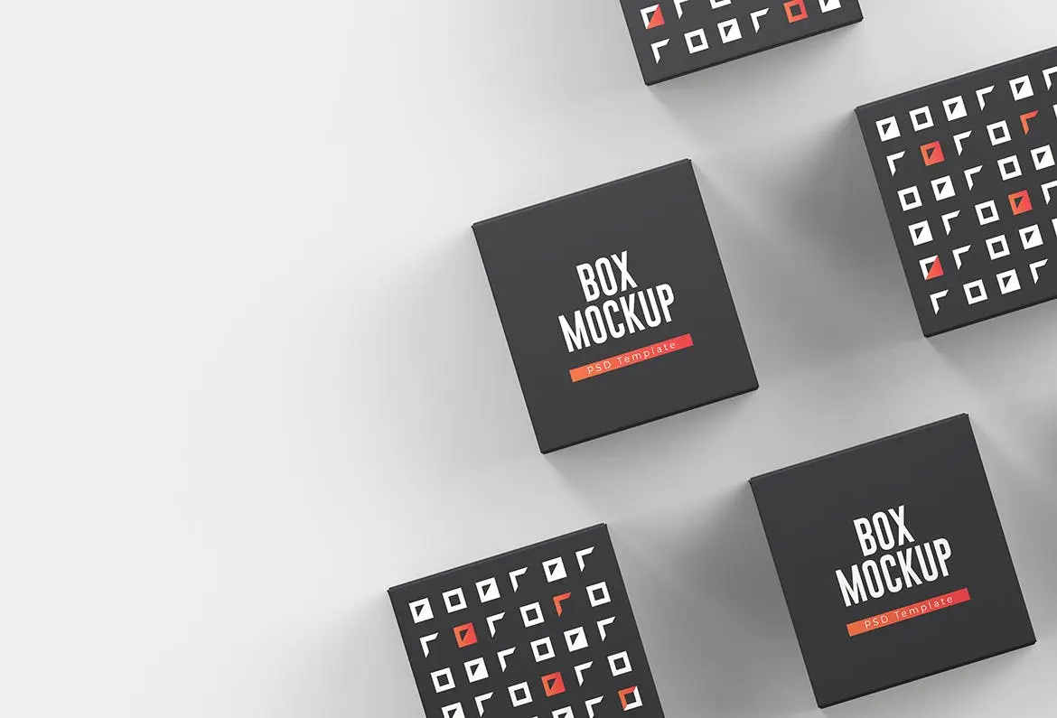 黑红配色高端立方体礼盒设计样机PSD模板