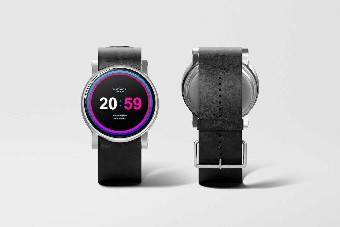 黑白灰智能手表表盘UI样机PSD素材