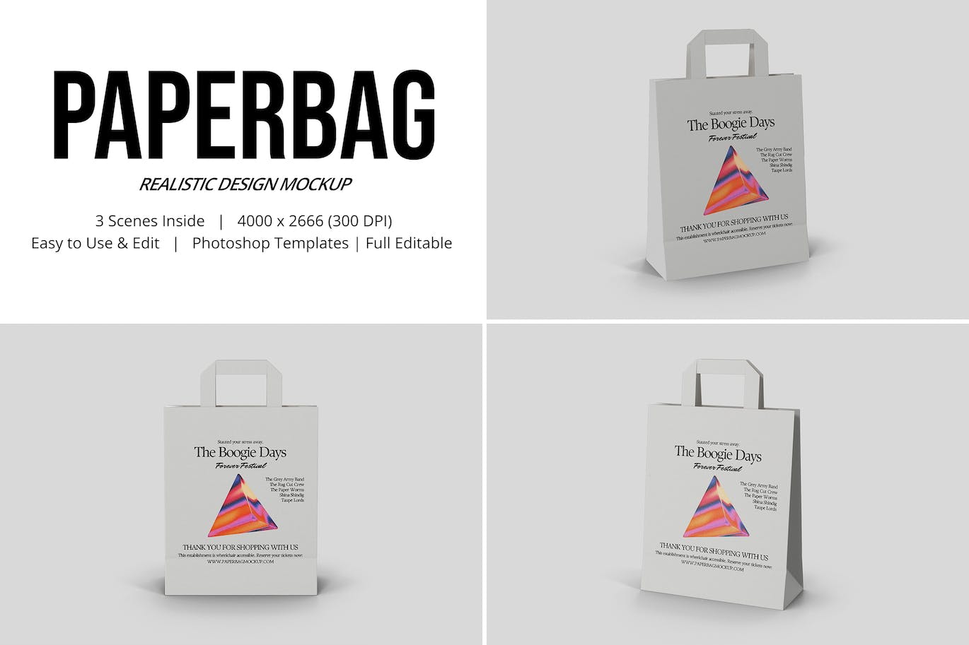 商店购物袋设计PSD样机模板