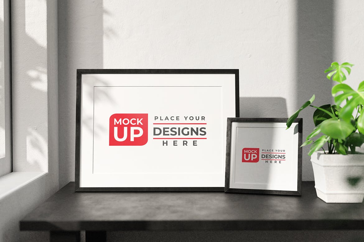 居家风格摄影作品黑色相框PSD样机素材