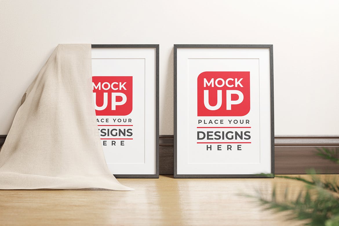 居家风格摄影作品黑色相框PSD样机素材