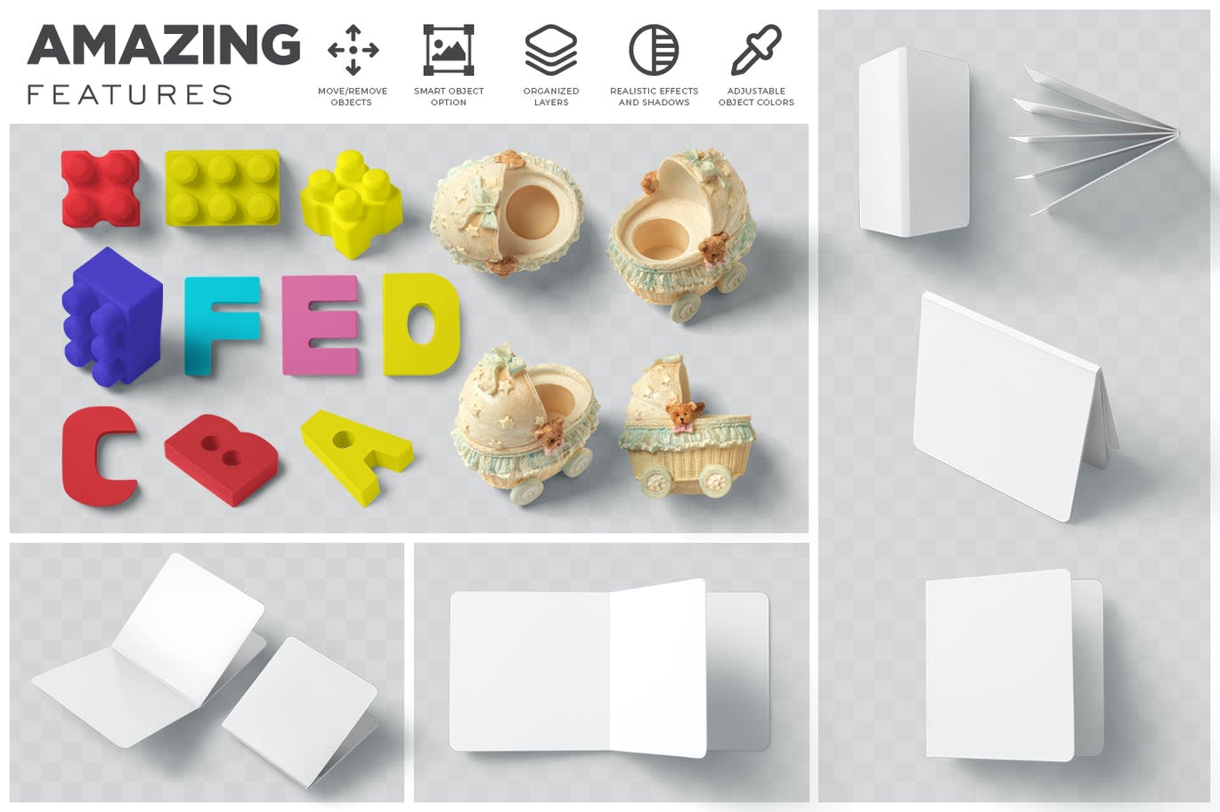 方形儿童卡通书本PSD样机素材