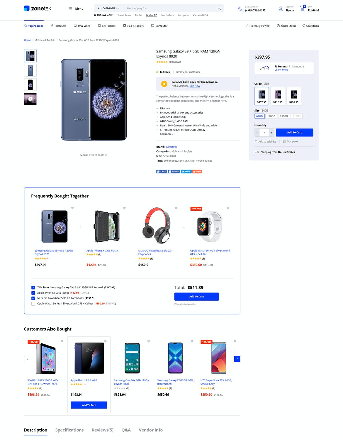 数码产品电子设备电商网页设计PSD素材