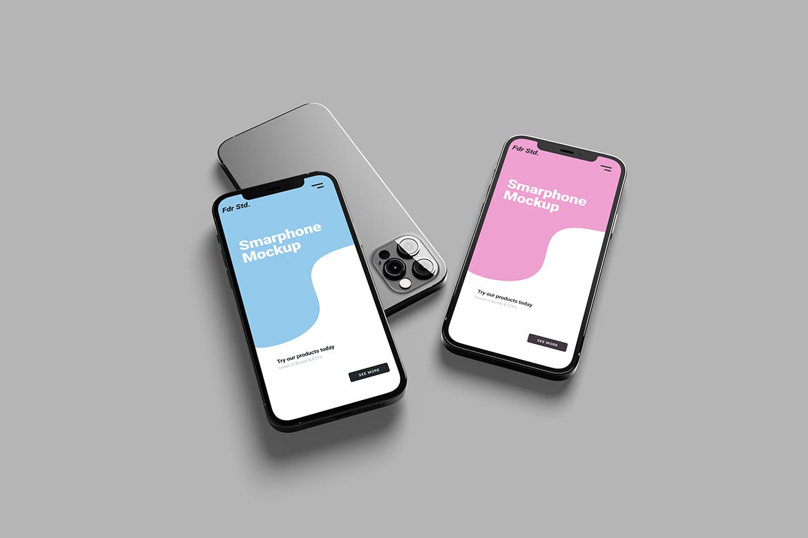 高质量银黑色iPhone手机PSD样机模板