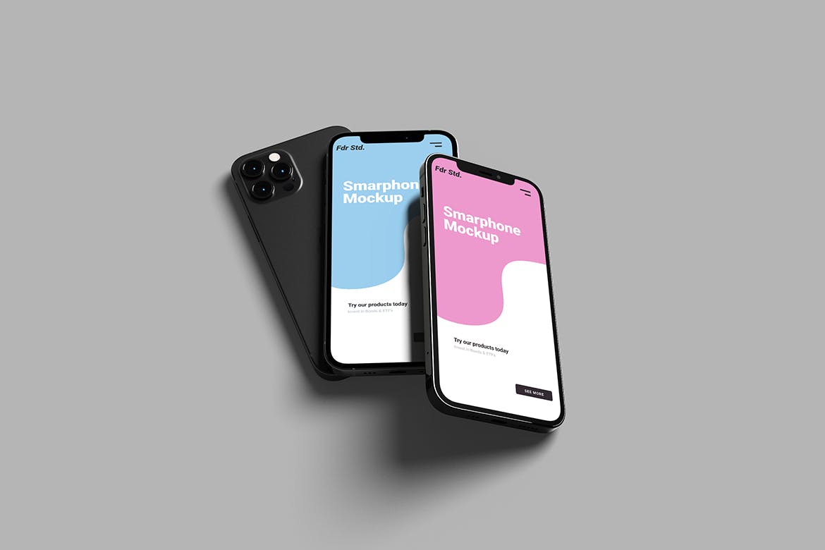 高质量银黑色iPhone手机PSD样机模板