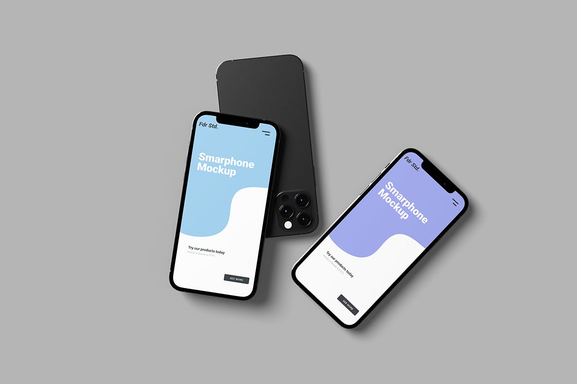 高质量银黑色iPhone手机PSD样机模板