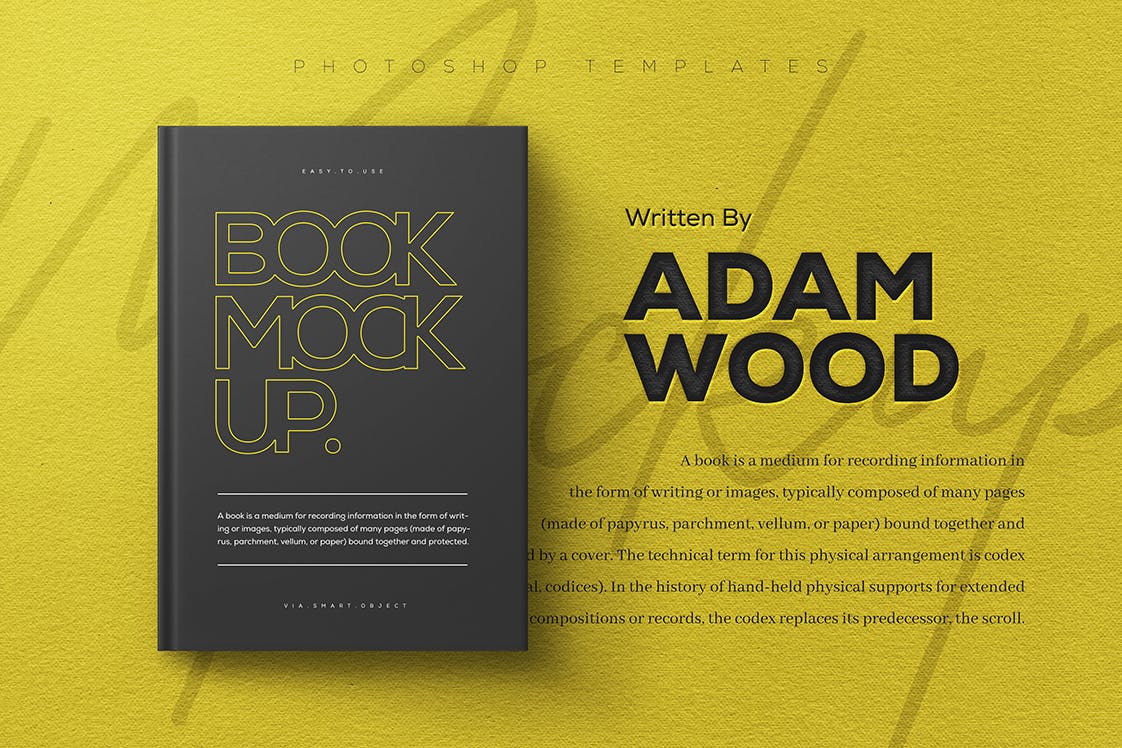 黑皮书籍封面徽标设计PSD样机素材