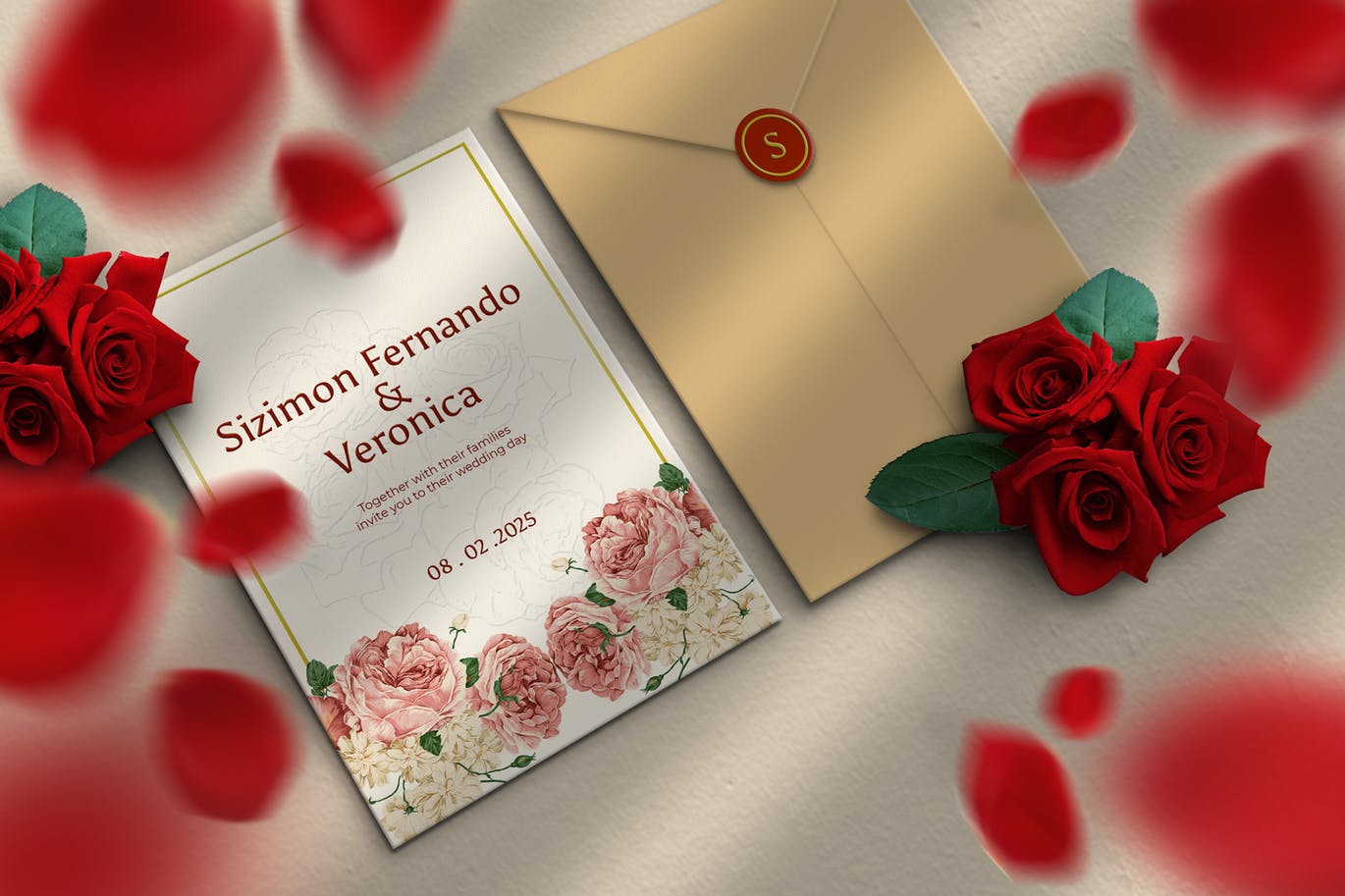 一套适合婚礼请帖请柬的PSD样机设计