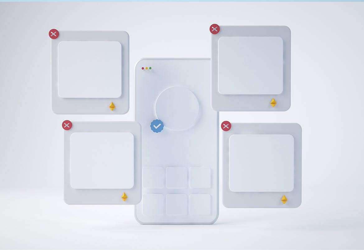 3D卡通风格NFT作品展示手机PSD样机素材