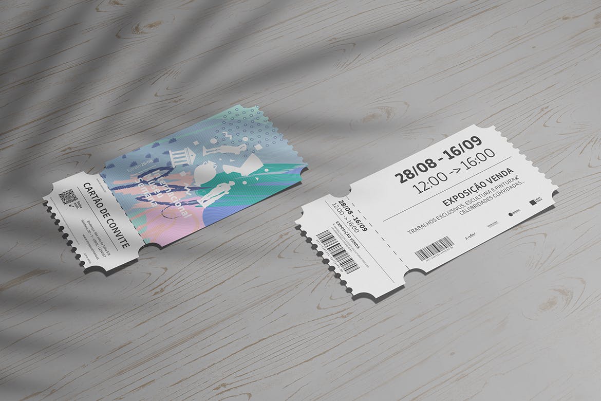 效果真实的门票票券PSD样机模板