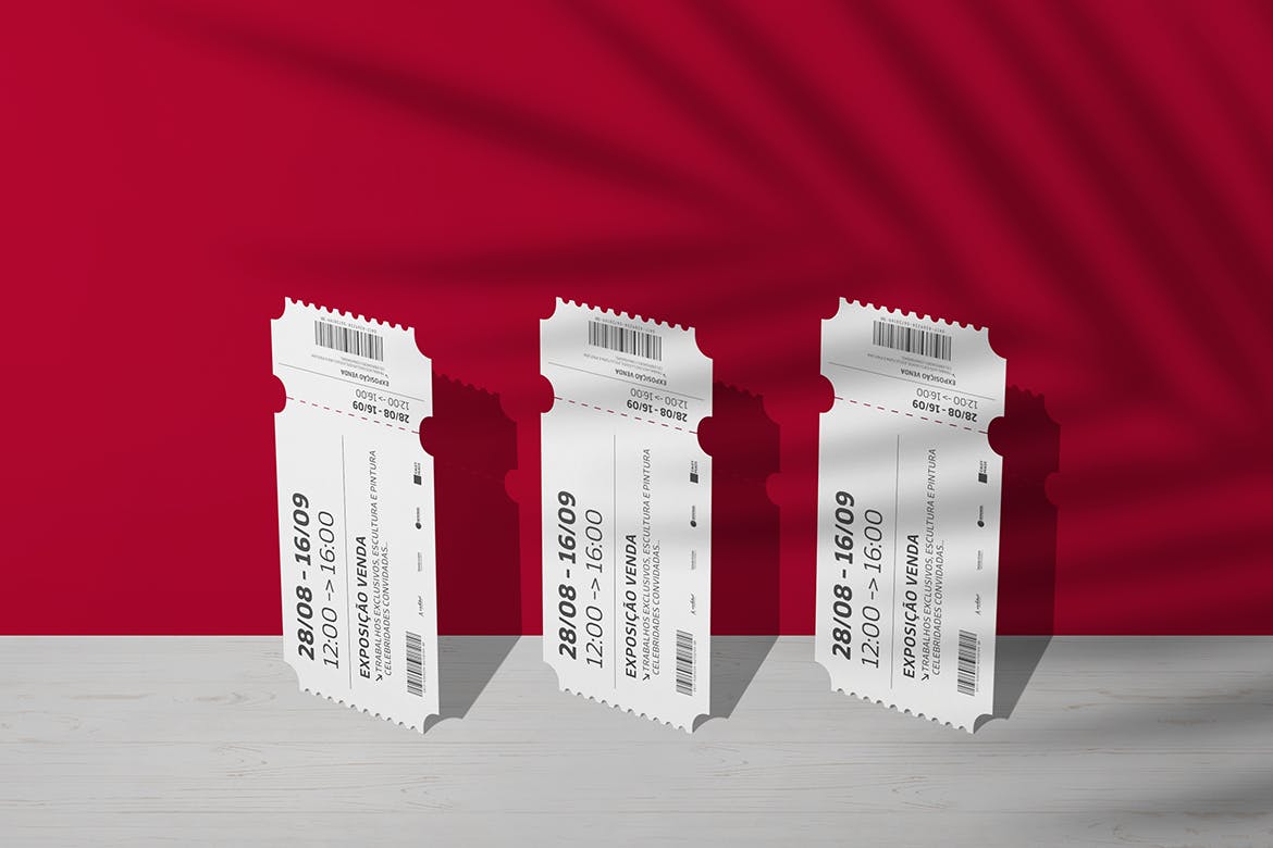 效果真实的门票票券PSD样机模板