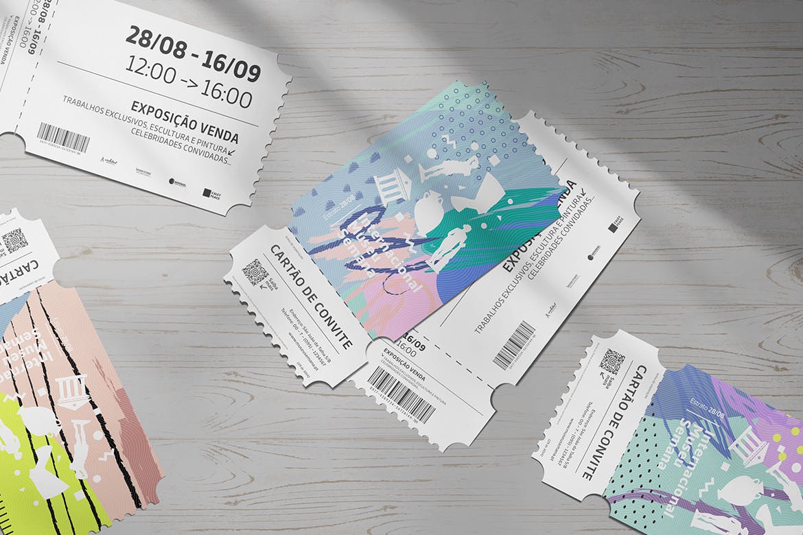 效果真实的门票票券PSD样机模板