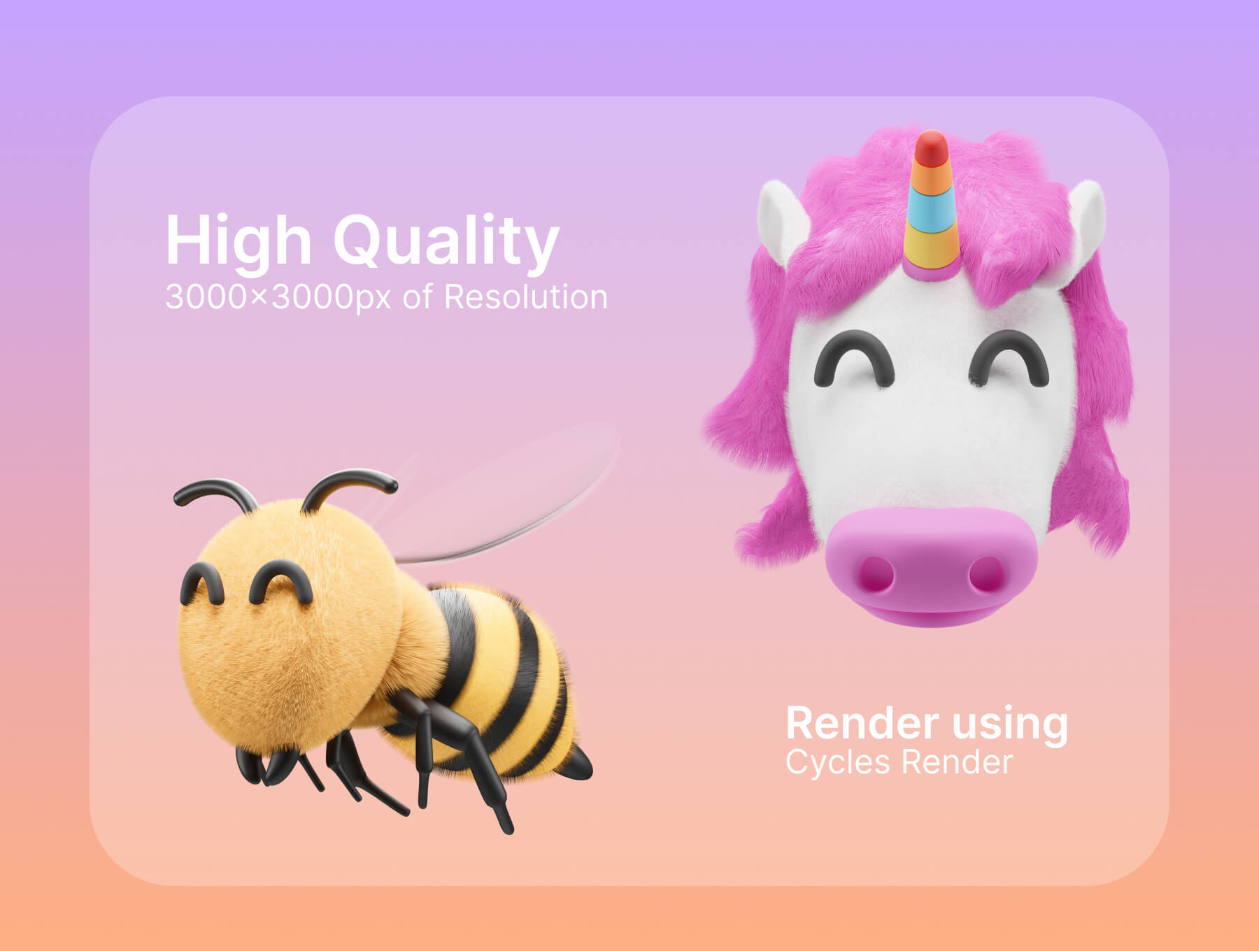 25个可爱3D动物图标素材包（Blender）