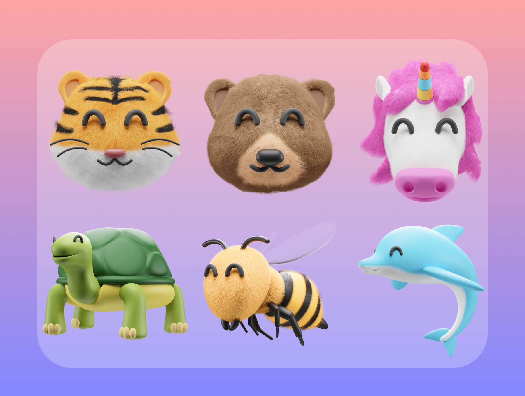 25个可爱3D动物图标素材包(Blender)