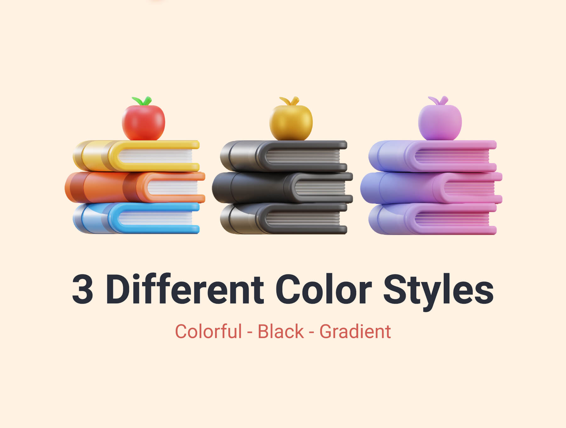 12个不同样式教育主题3D图标素材（Blender）