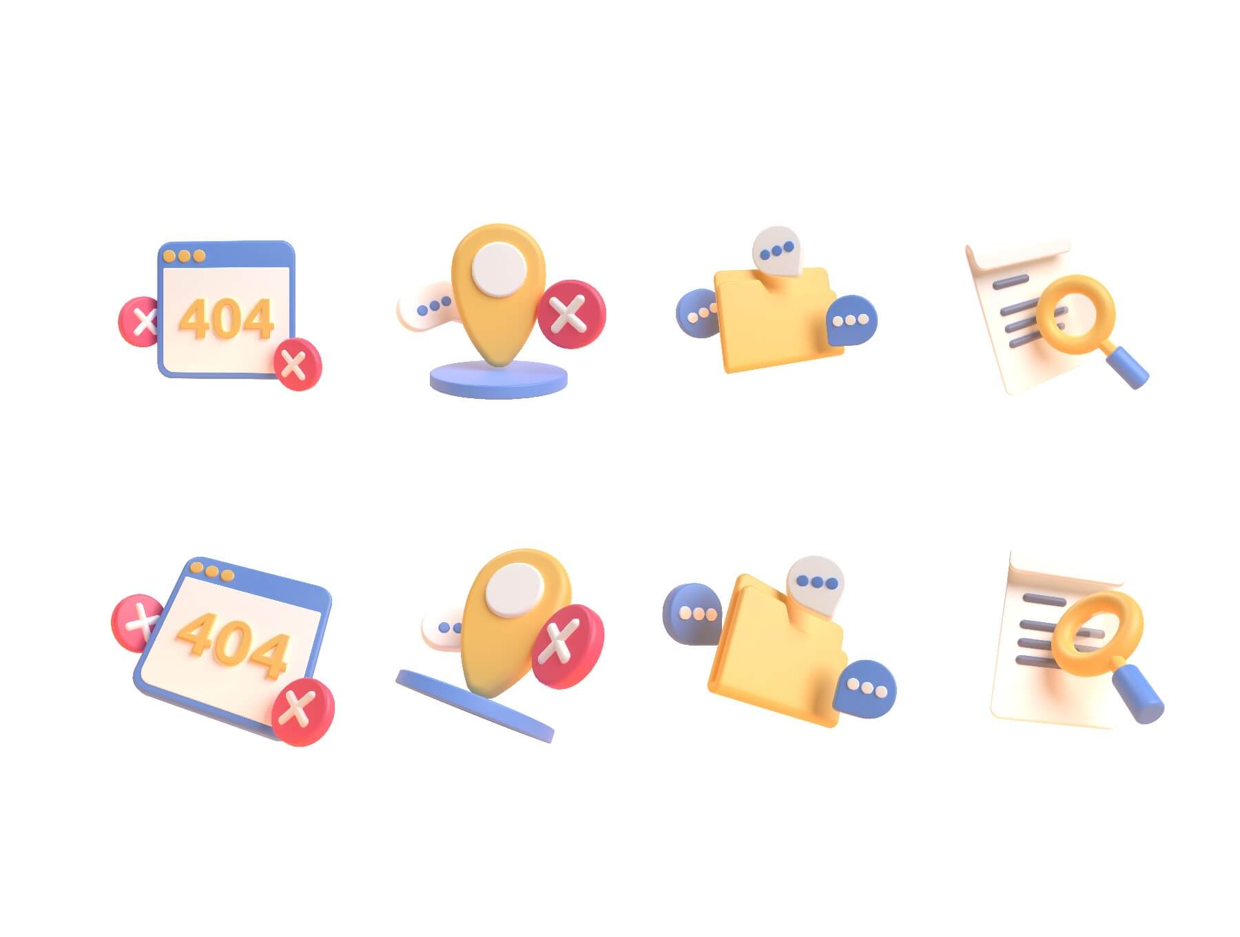 8个制作精美的3D空状态图标素材(Blender)