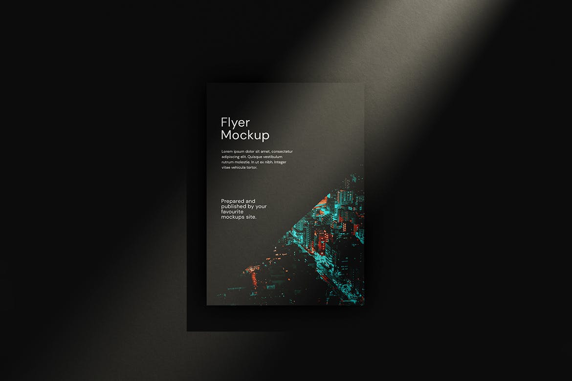 暗黑光影有质感的A4海报PSD样机素材