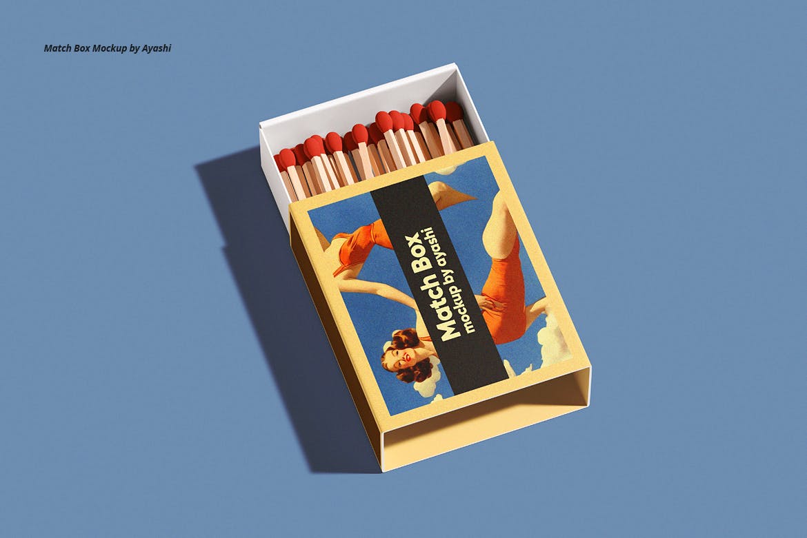 少见的火柴盒包装设计PSD样机素材