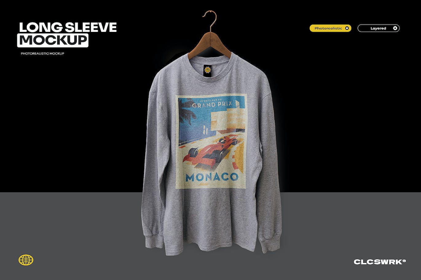 挂着的长袖T恤设计样机PSD素材