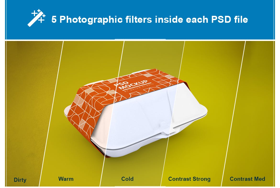 食品包装外卖盒设计样机PSD模板