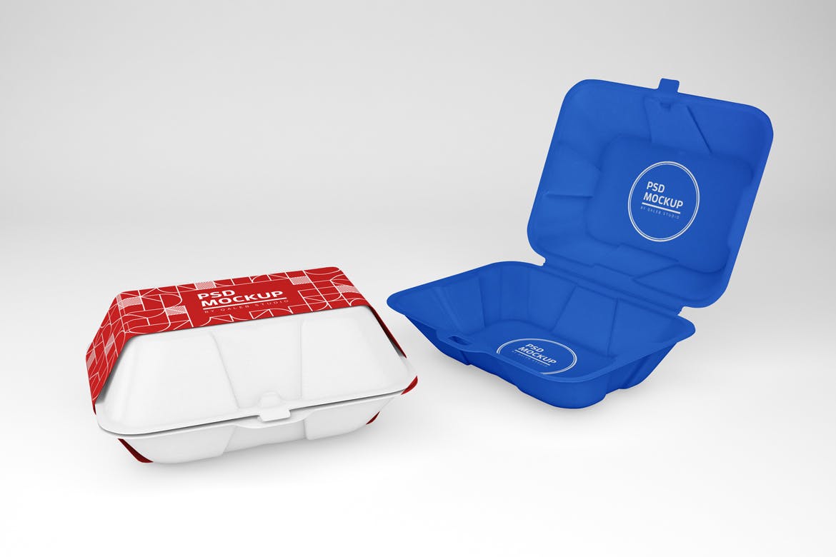 食品包装外卖盒设计样机PSD模板