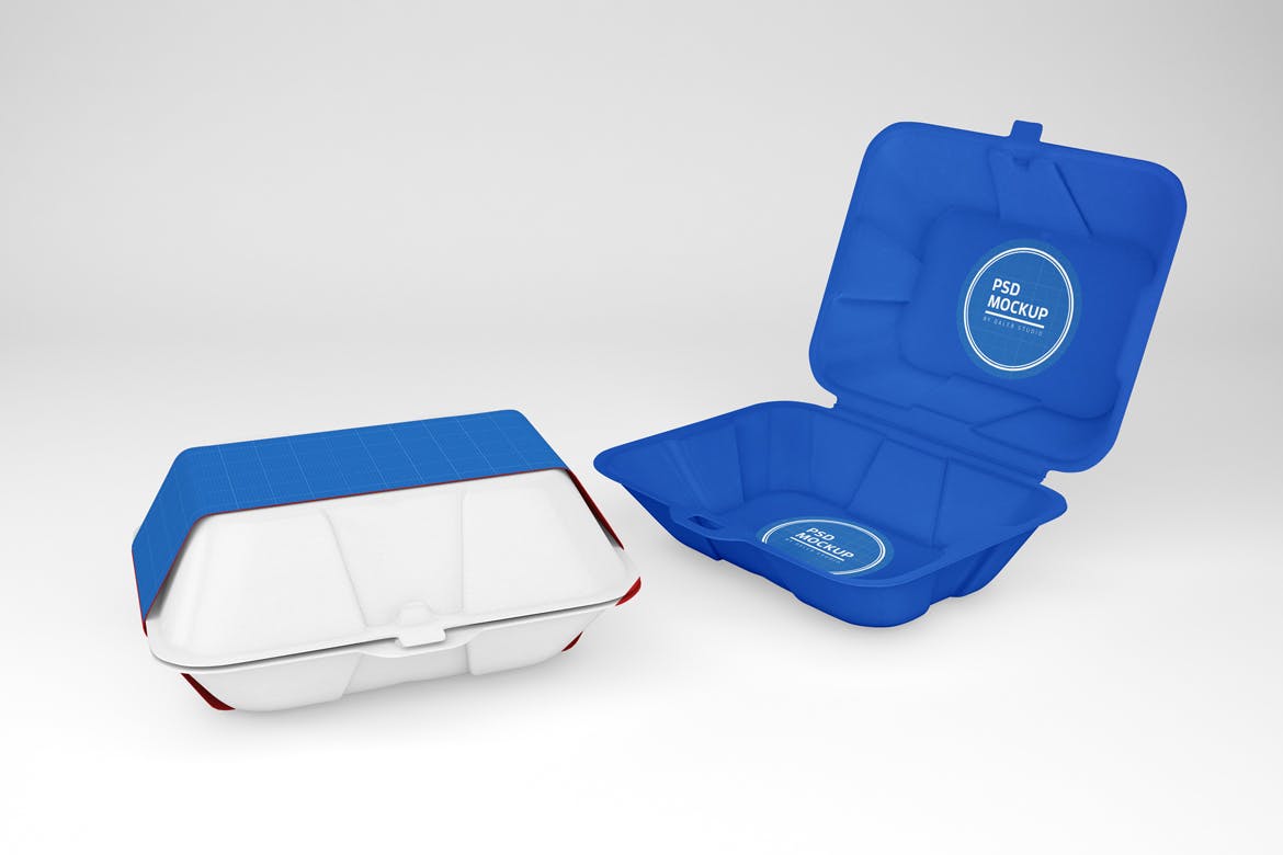 食品包装外卖盒设计样机PSD模板