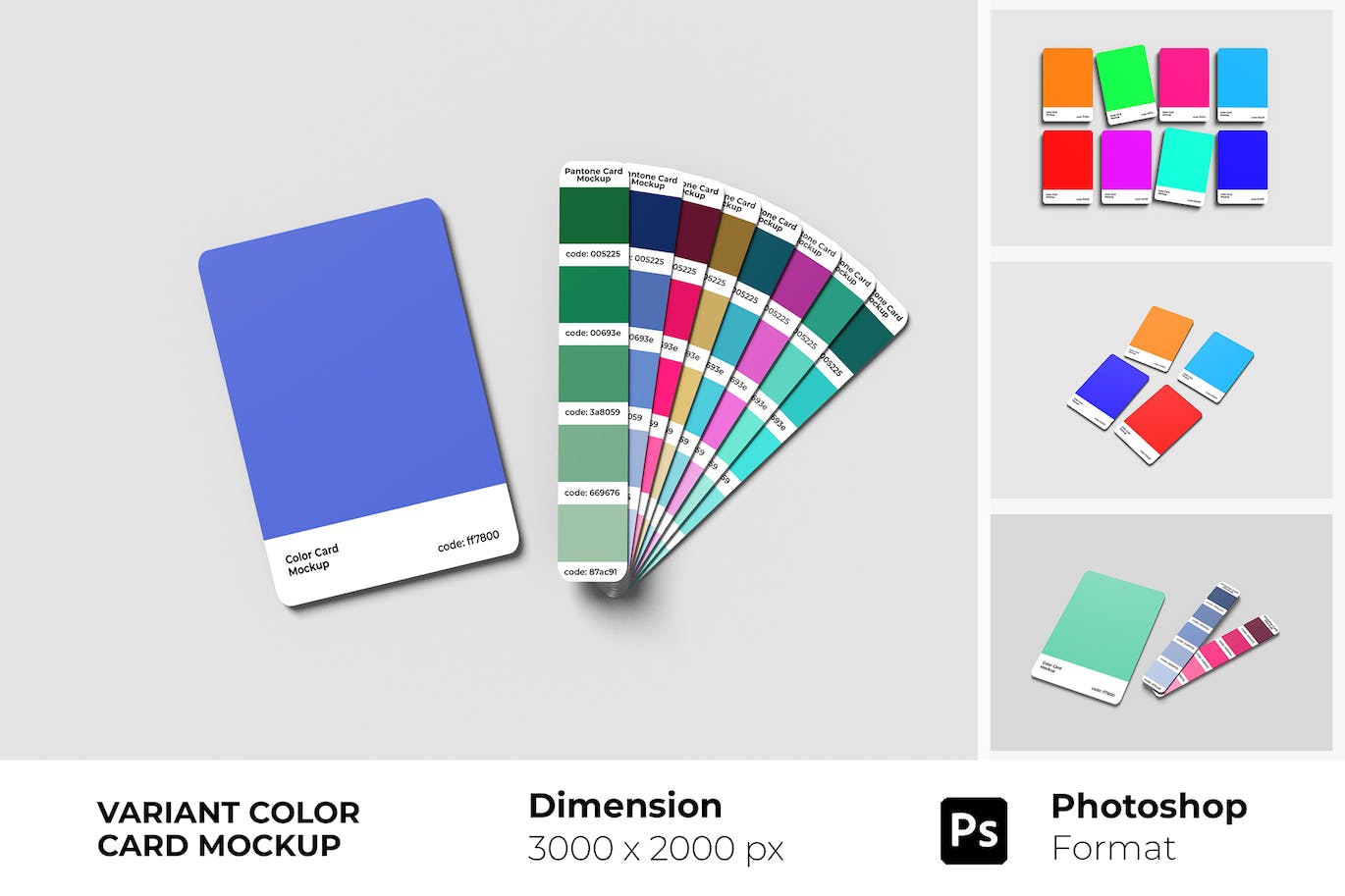 效果逼真的色卡设计PSD样机素材