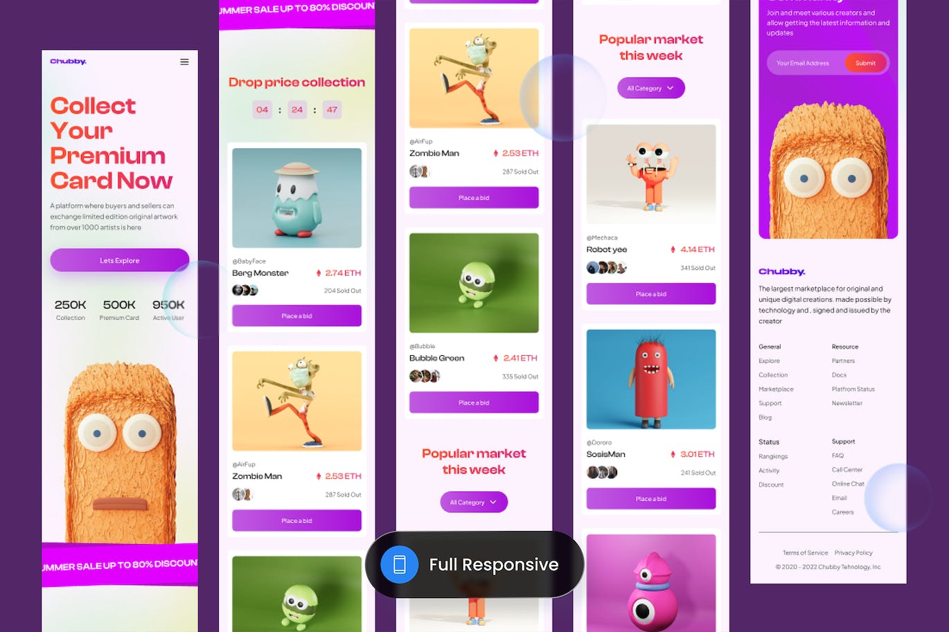 NFTs 市场网页UI模版 (PSD,FIG)