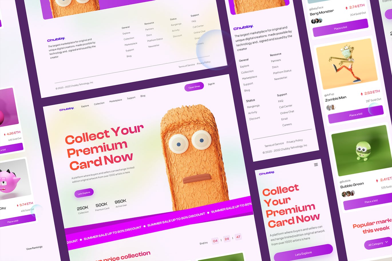 NFTs 市场网页UI模版 (PSD,FIG)