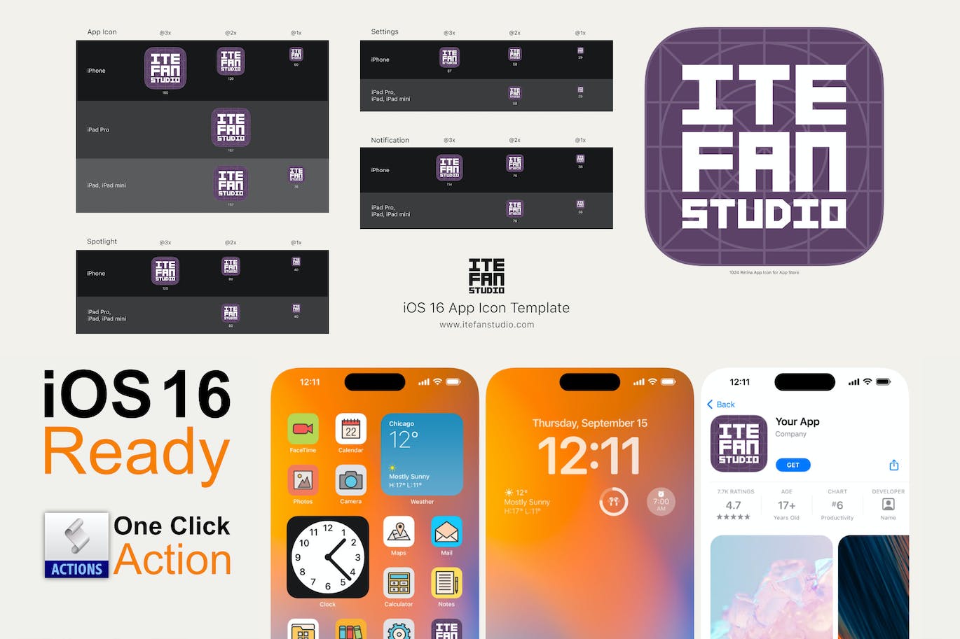 iOS 16 APP图标模版素材（PSD）