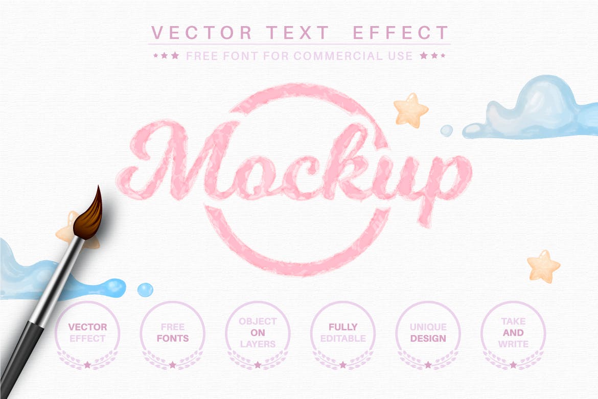 绚丽的矢量水彩风格字体AI图层样式