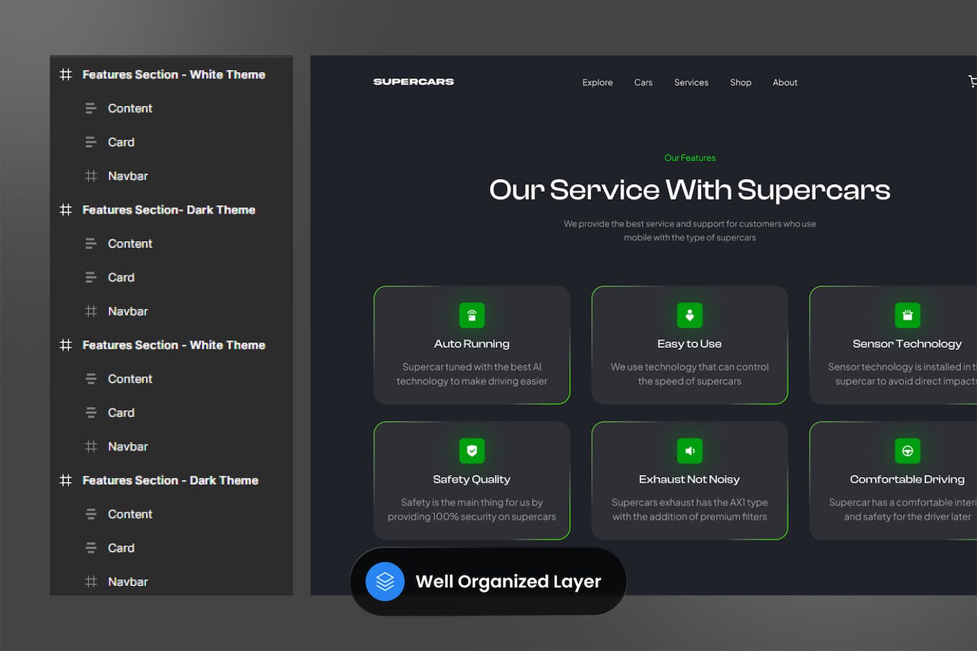 汽车服务功能的部分网站UI素材