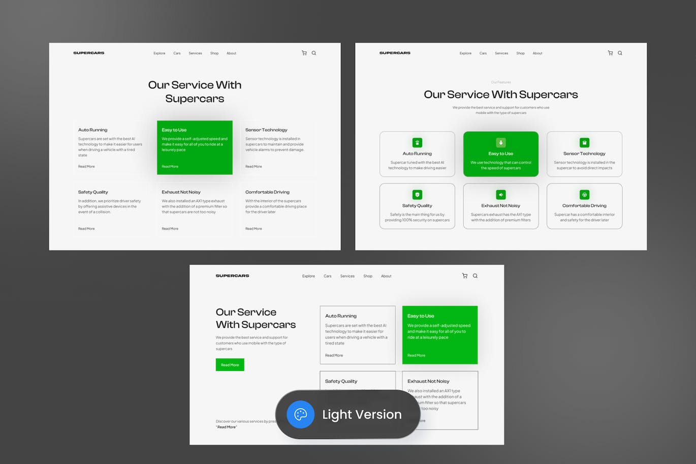 汽车服务功能的部分网站UI素材