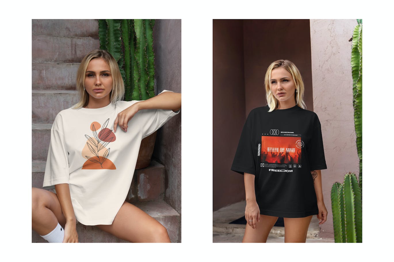 超大号T恤服装设计PSD样机