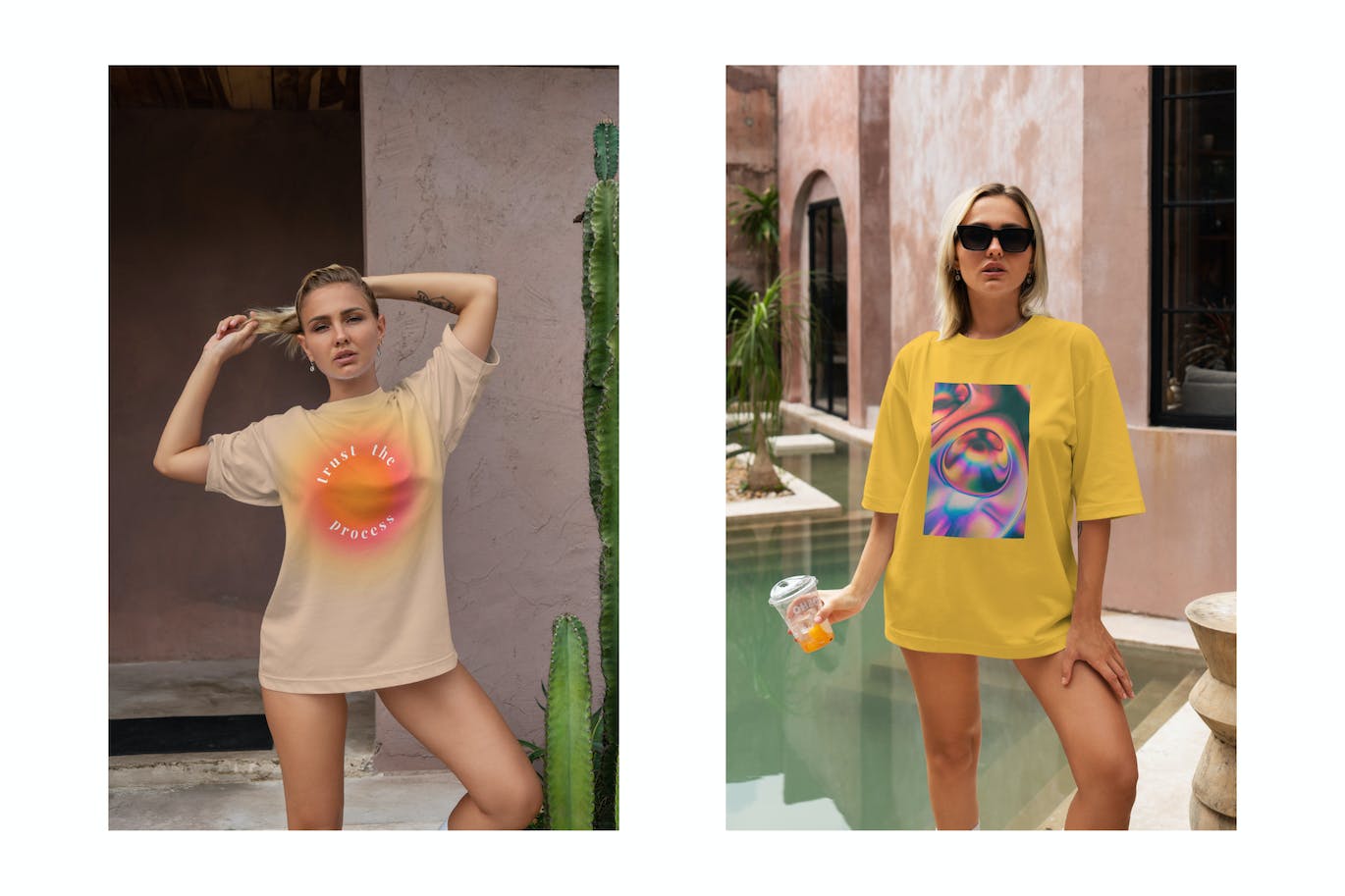 超大号T恤服装设计PSD样机