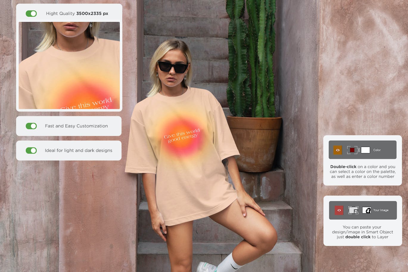 超大号T恤服装设计PSD样机