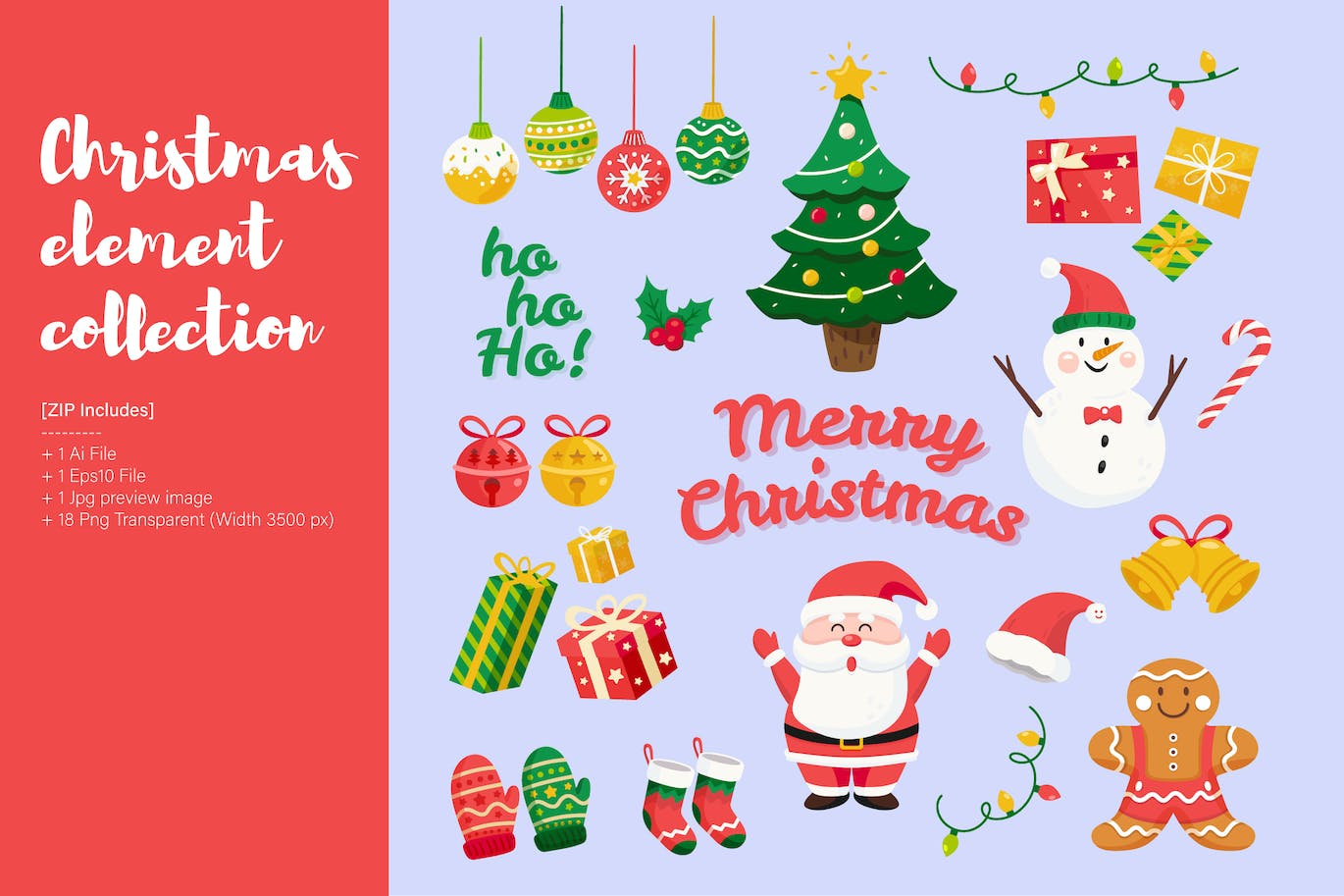 圣诞节元素矢量插画 (AI,EPS,JPG,PNG)