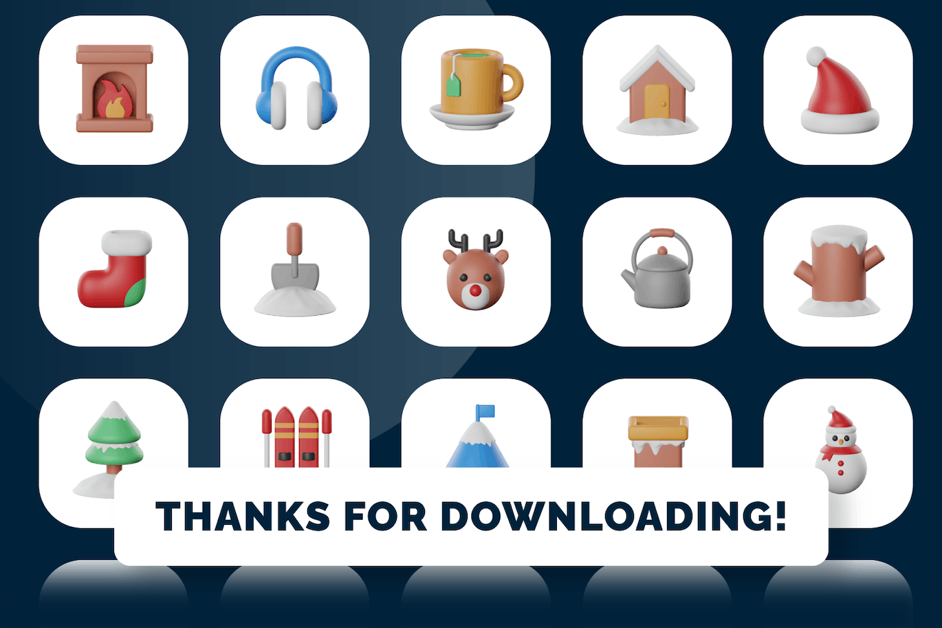 2022年冬季圣诞节3D图标素材包合集