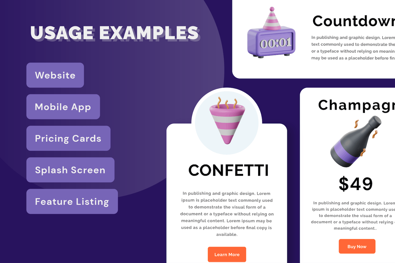 紫色新年主题3D图标模型下载 (PNG,Blend,OBJ)
