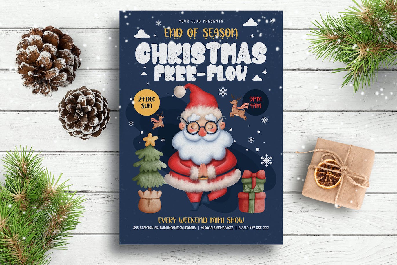 卡通圣诞节活动海报PSD模版