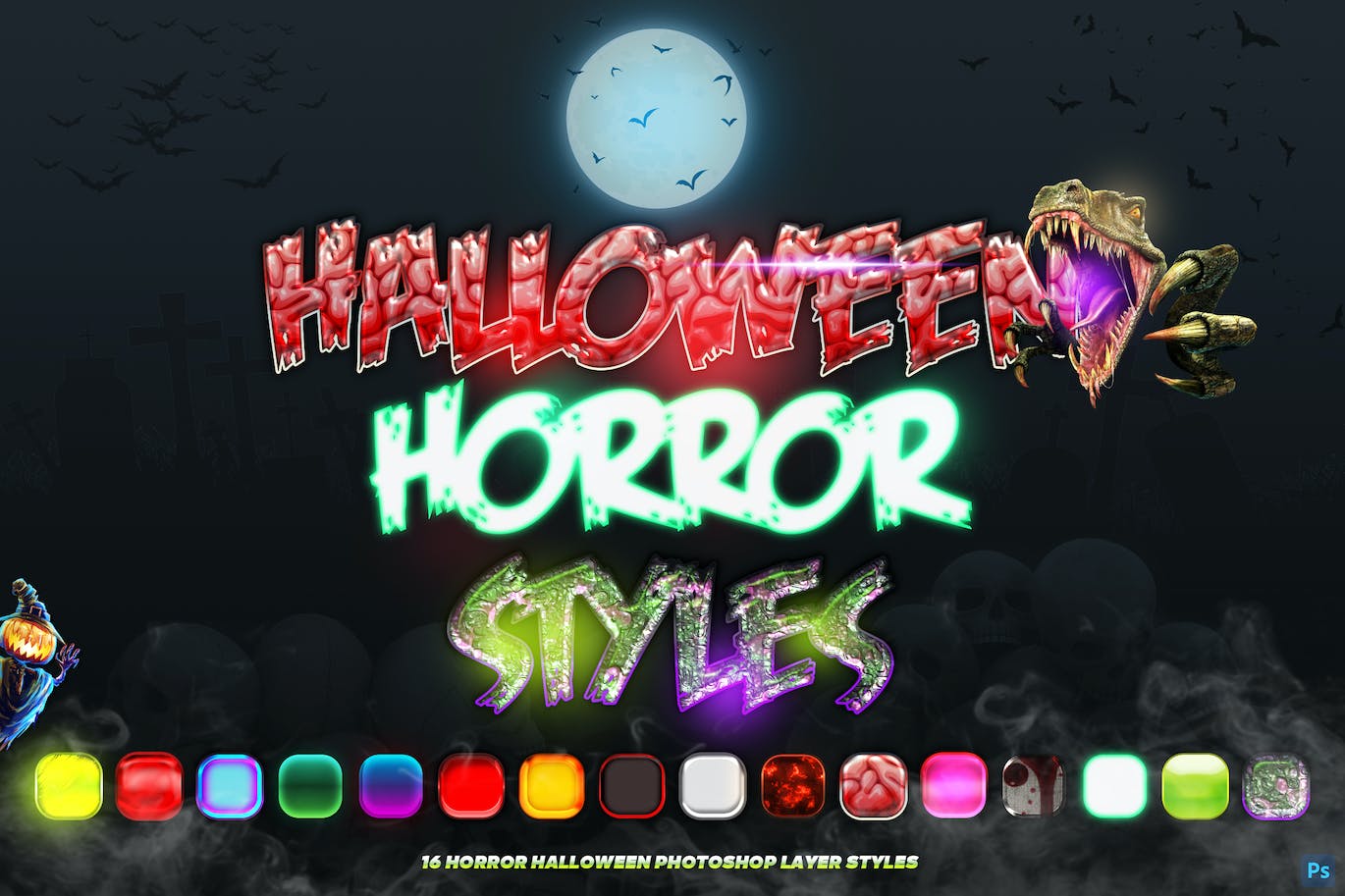 万圣节Photoshop图层样式 (ASL,PSD)