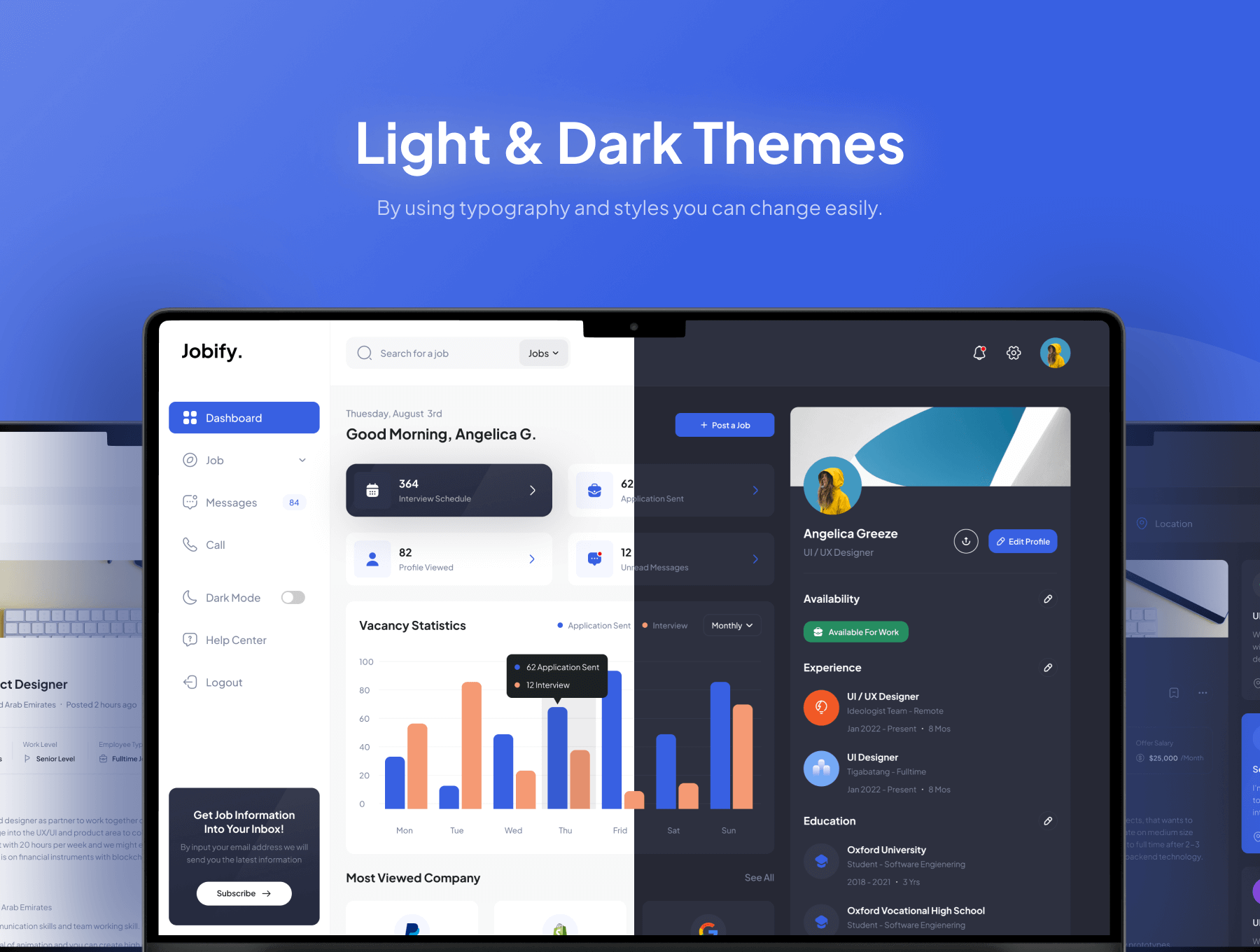 58个蓝色求职招聘主题后台管理界面素材包