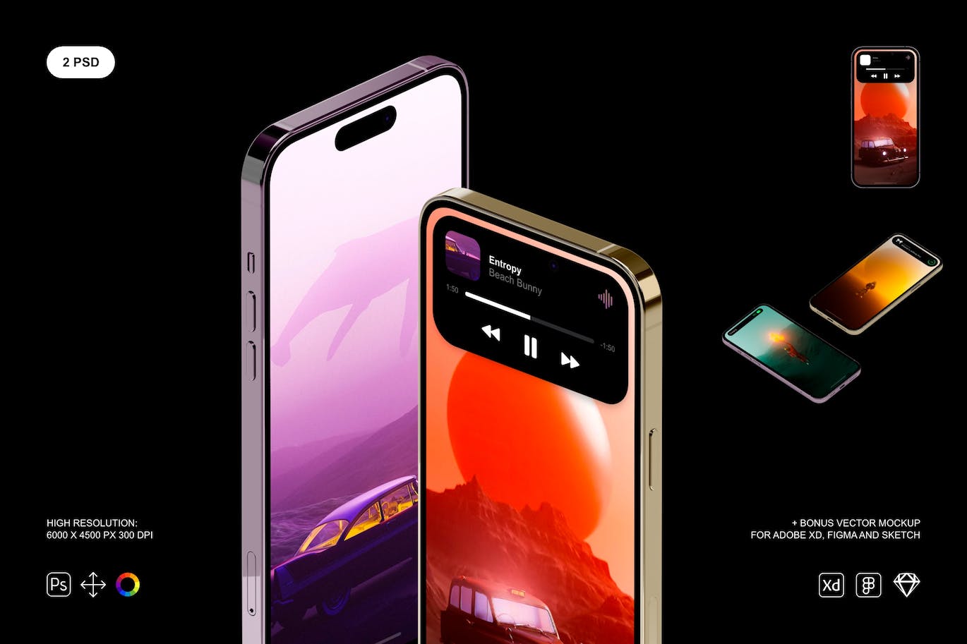 高品质时尚逼真的iPhone 14 Pro样机展示PSD素材