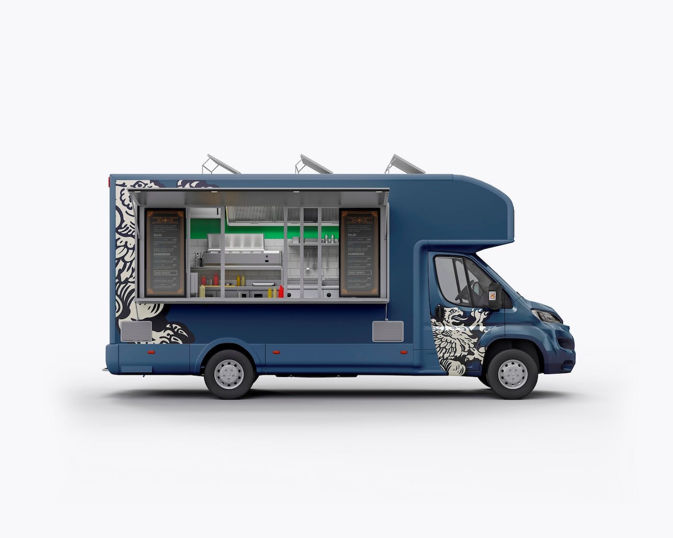 食品餐车卡车外观广告PSD样机素材