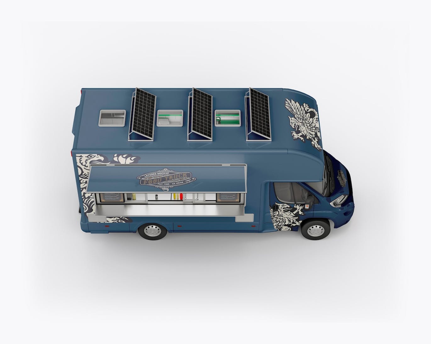 食品餐车卡车外观广告PSD样机素材