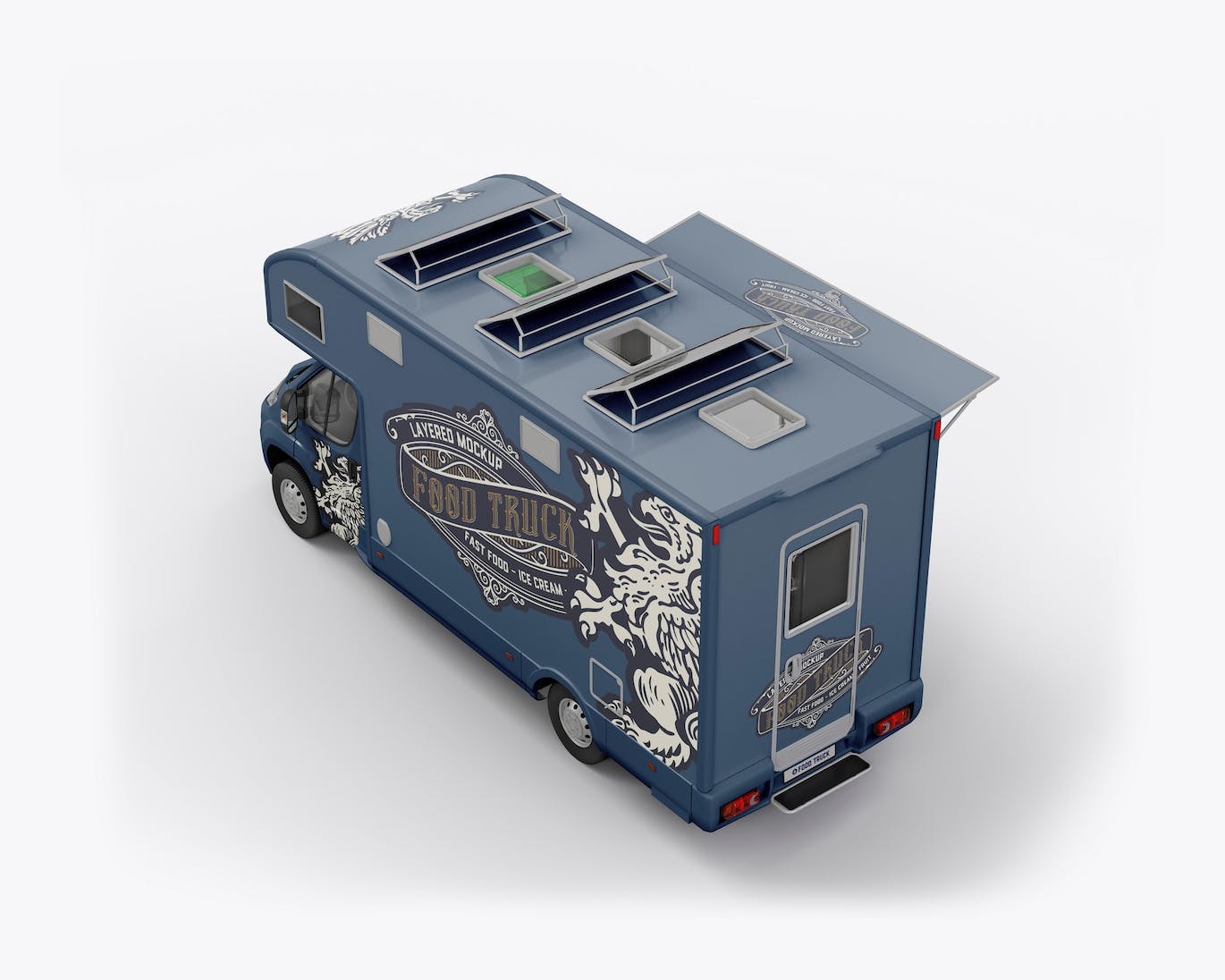 食品餐车卡车外观广告PSD样机素材