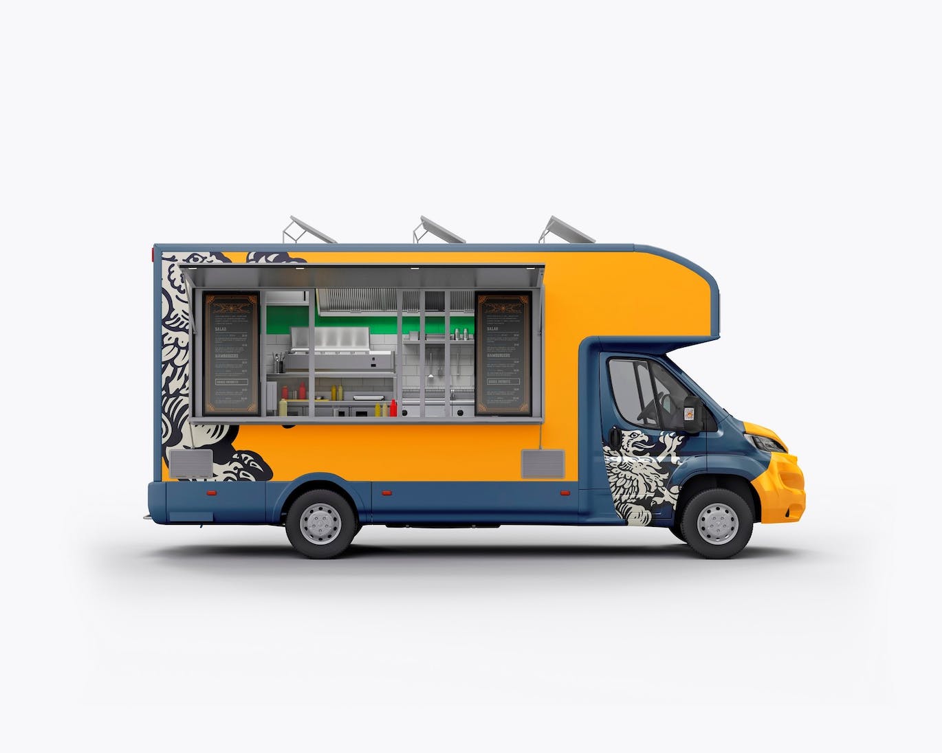 食品餐车卡车外观广告PSD样机素材