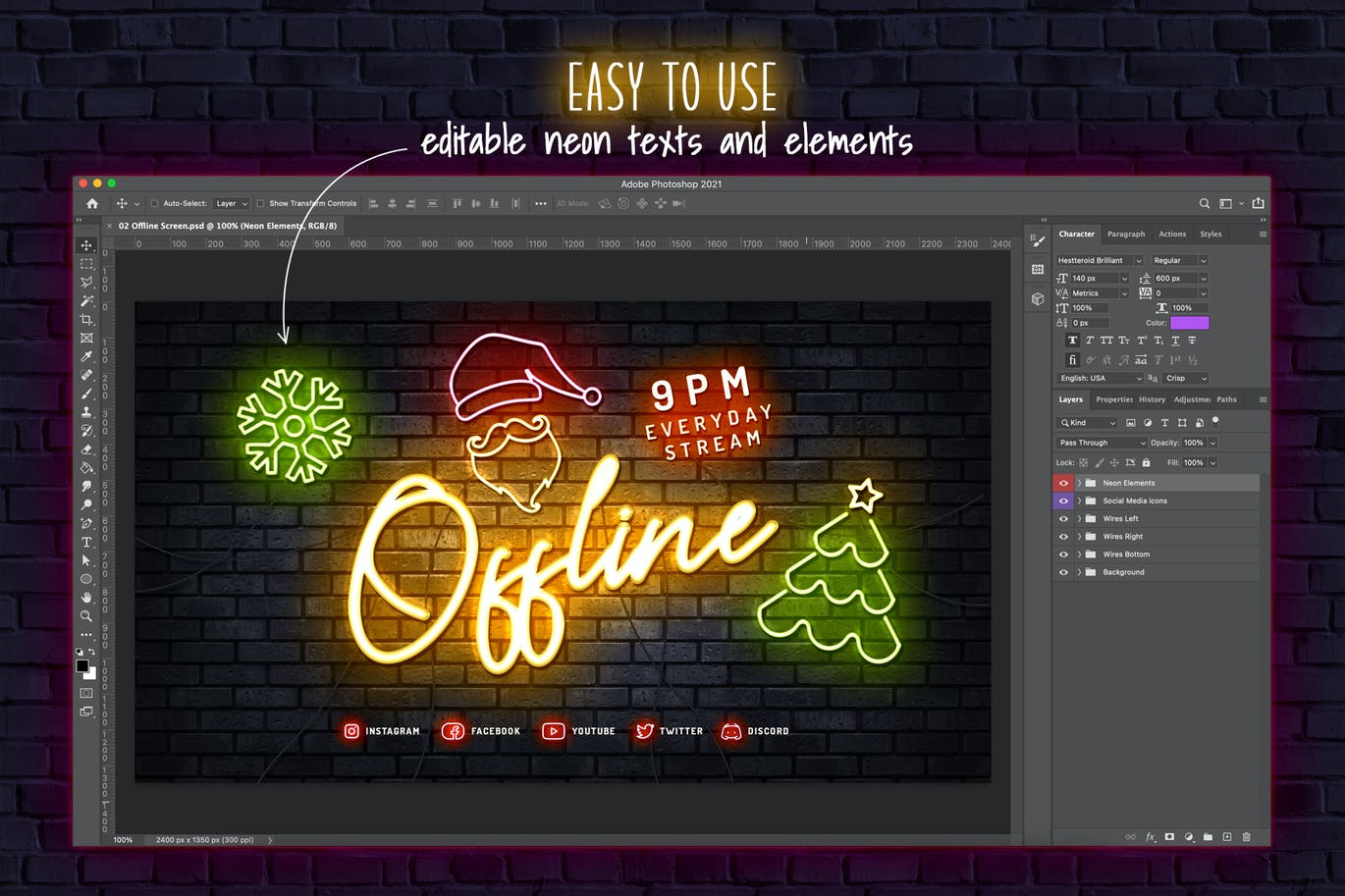 游戏主题霓虹灯字体PS图层样式素材